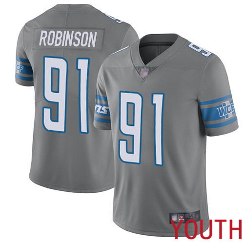 Detroit Lions Limited Steel Youth Ahawn Robinson Jersey NFL Football #91 Rush Vapor Untouchable